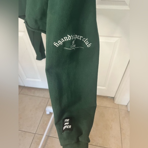 Fig & Viper Club Green Cropped Sweatshirt Collared Top Shirt Size F One Size - Picture 4 of 9